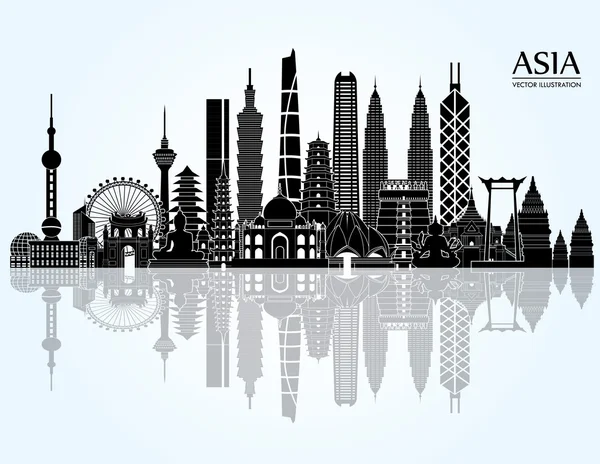 Panorama détaillé d'asie — Image vectorielle