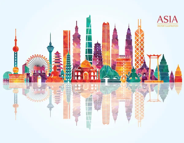 Asia detailed panorama — Stock Vector