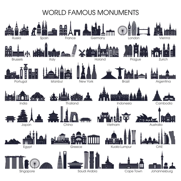 Monumentos famosos del mundo — Vector de stock