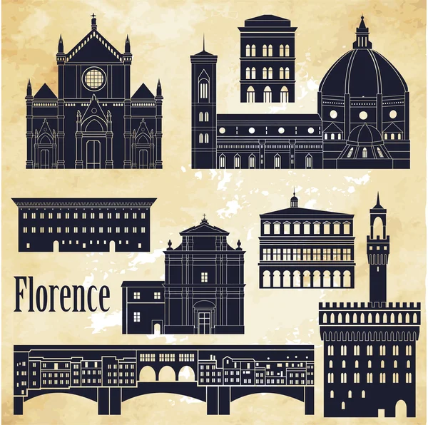 Florenz berühmte Sehenswürdigkeiten — Stockvektor