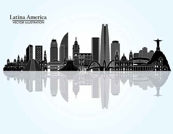 America Latina szczegółowe panorama — Wektor stockowy