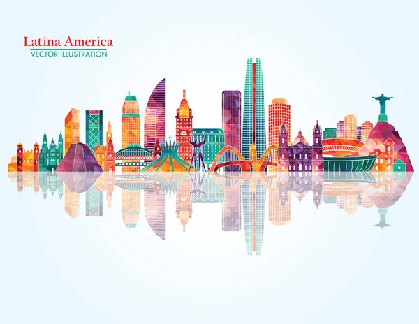 Latina Amerika gedetailleerde panorama — Stockvector