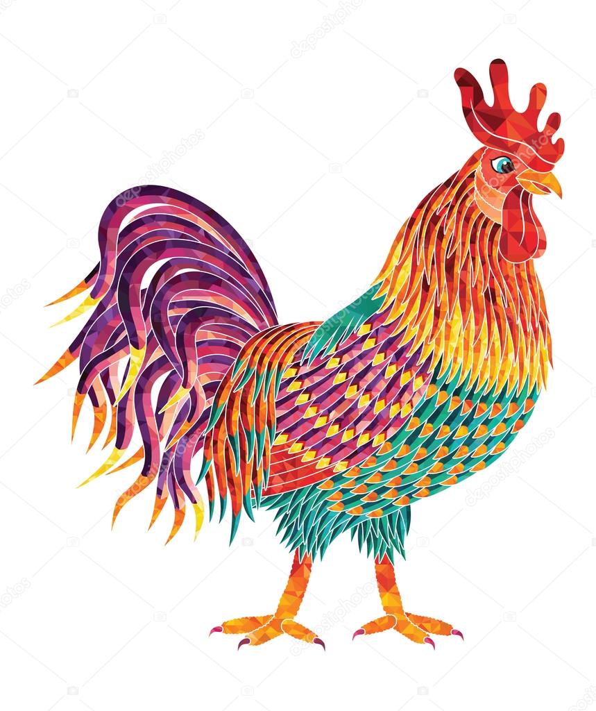 colorful hand-drawn cock