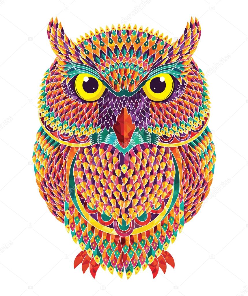 hand-drawn colorful owl 