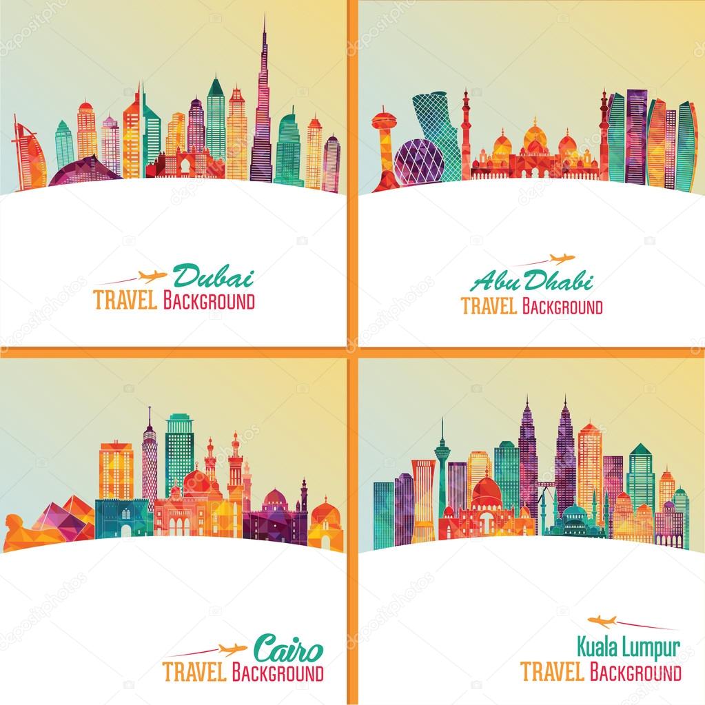 set of travel posters