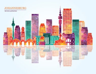 Johannesburg şehir detaylı manzarası siluet
