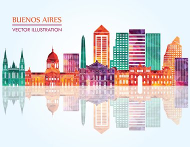 Buenos Aires manzarası detaylı siluet