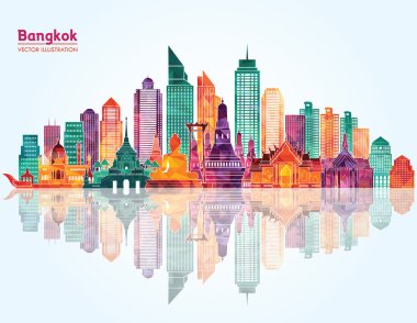 Bangkok city detailed skyline clipart