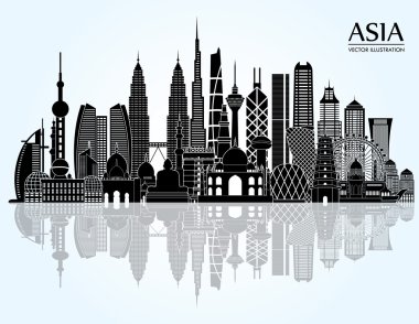 Asya manzarası detaylı siluet