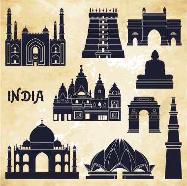 India landmarks and monuments clipart