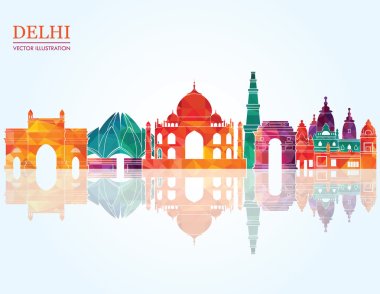 Delhi skyline. Vector illustration clipart