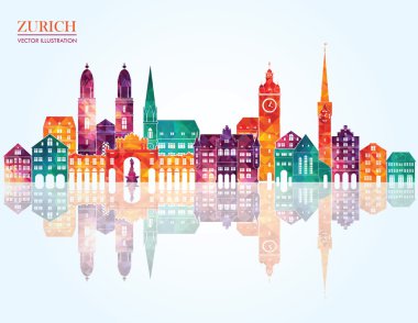 Zürih İsviçre şehir detaylı manzarası