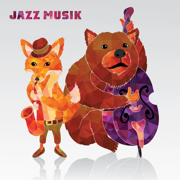 Fox and bear musicians — Stock Vector