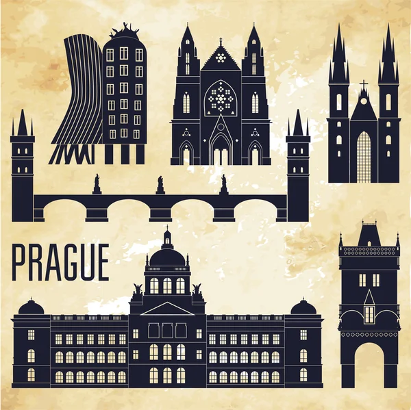 Prague landmarks and monuments — Stock Vector