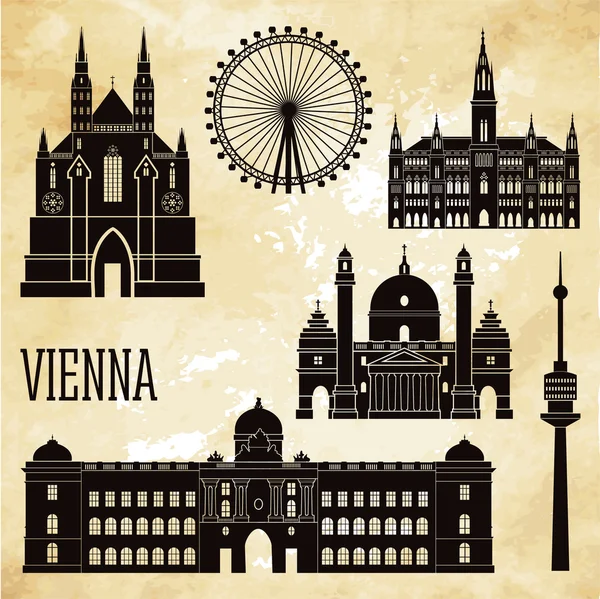 Vienna landmarks and monuments — Stock Vector