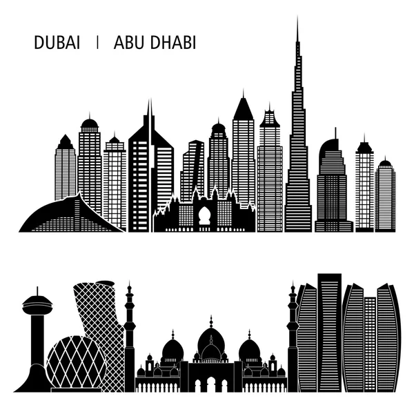 Ciudad de Dubai skyline silueta detallada — Vector de stock