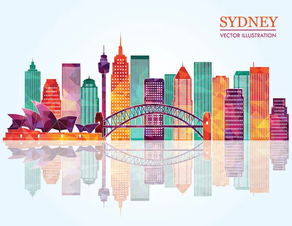 Sydney City skyline detaljerad siluett. — Stock vektor