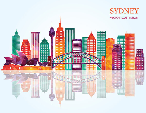 Sydney City skyline detailed silhouette.