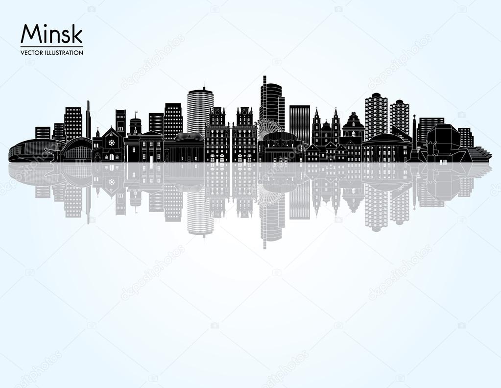 Minsk city detailed skyline