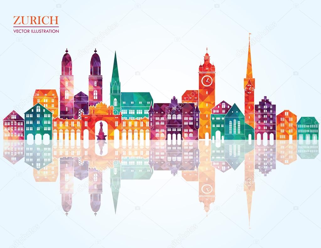 Zurich Switzerland city detailed skyline