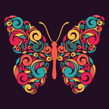 renkli kelebek çizimi