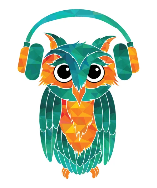 Owl music fan — Stock Vector