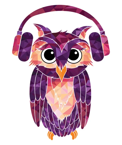 Owl music fan — Stock Vector