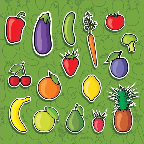 Healthy fruits and vegetables — Stock Vector