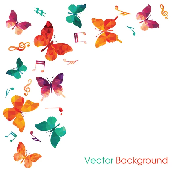 Coloridas mariposas de verano con notas — Vector de stock
