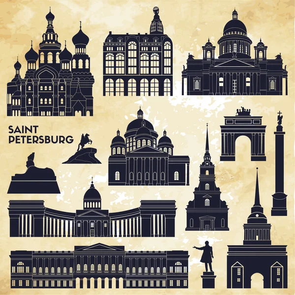 Monumentos de San Petersburgo . — Archivo Imágenes Vectoriales