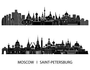 Moscow and Saint Petersburg skyline