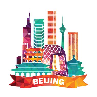 Beijing skyline illustration clipart