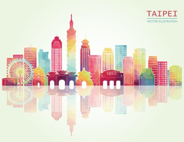 Taipei detailed skyline. clipart