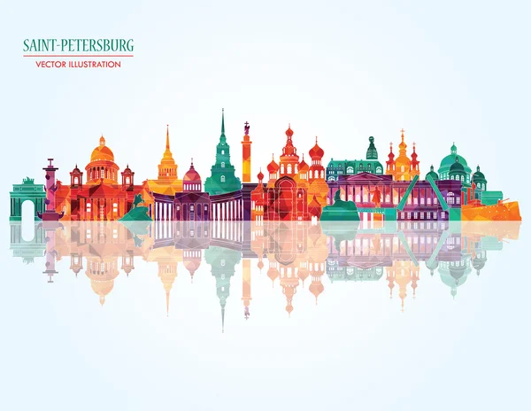 Saint Petersburg detailed city skyline. — Stock Vector