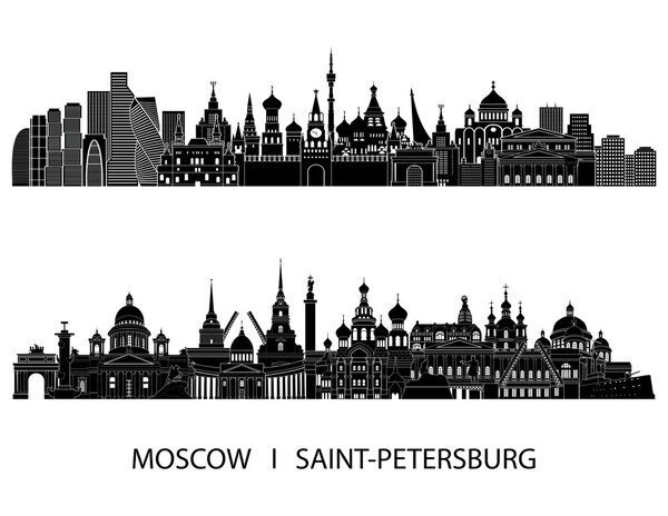 Moscow and Saint Petersburg skyline