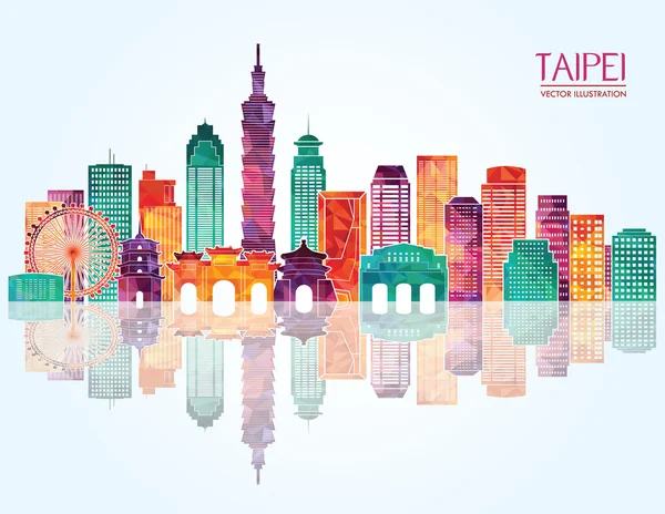 Taipei merinci skyline . - Stok Vektor