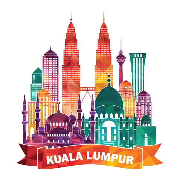 Kuala Lumpur silueta detallada . — Vector de stock