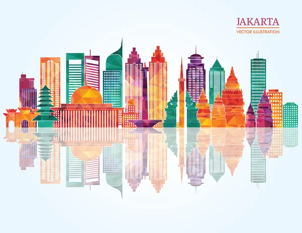 Jakarta gedetailleerde skyline. — Stockvector