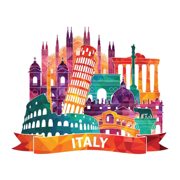 Italy skyline illustration — Stock Vector