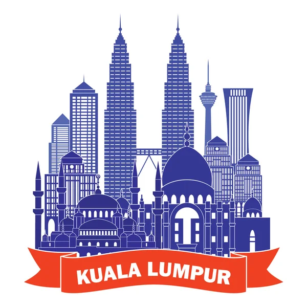 Kuala Lumpur silueta detallada . — Vector de stock