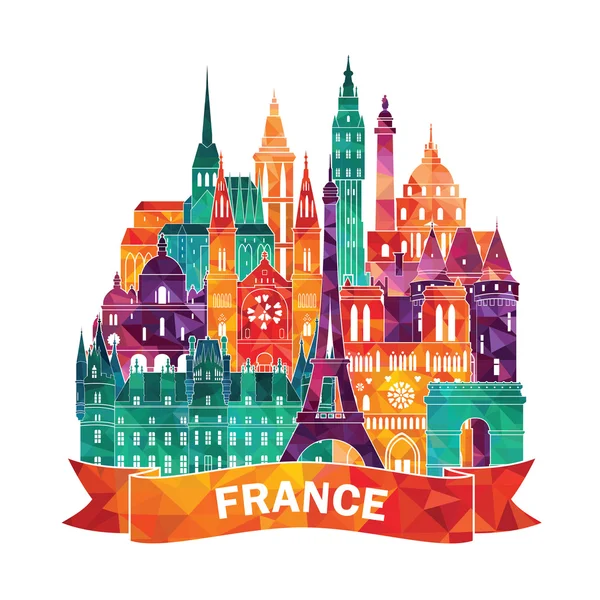 France detailed skyline. — Stock Vector