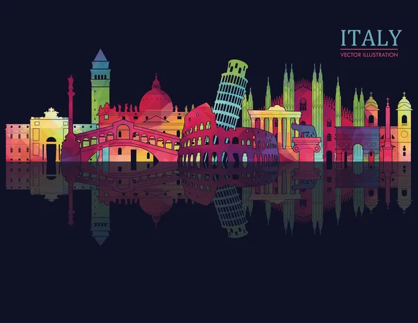 Italia skyline ilustración — Vector de stock