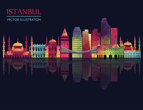 Istanbul skyline detaljerad siluett. — Stock vektor