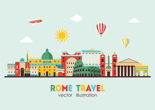 Rome skyline illustratie — Stockvector