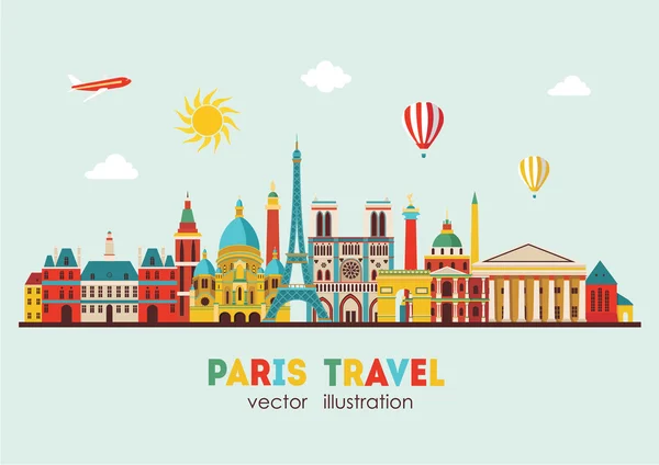 Paris skyline detallado . — Vector de stock