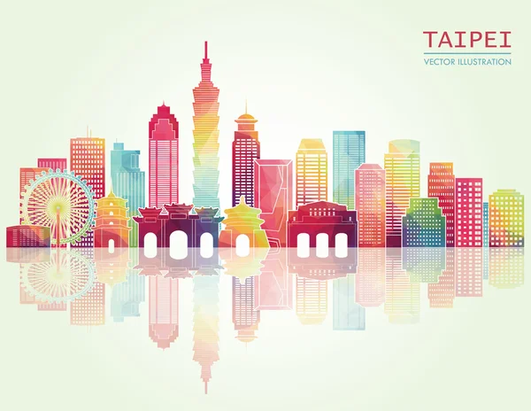 Taipei skyline dettagliato . — Vettoriale Stock