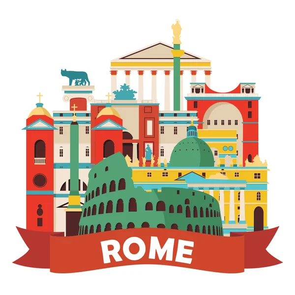 Rome skyline llustration — Wektor stockowy