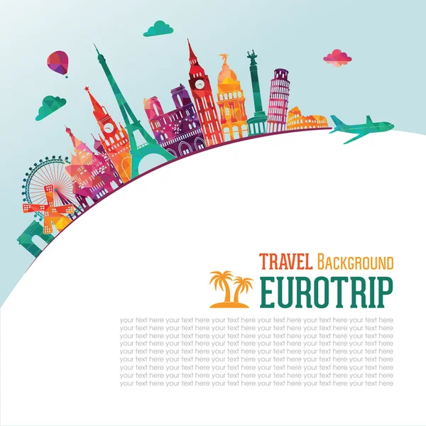 Skyline Europa silhouette dettagliata . — Vettoriale Stock