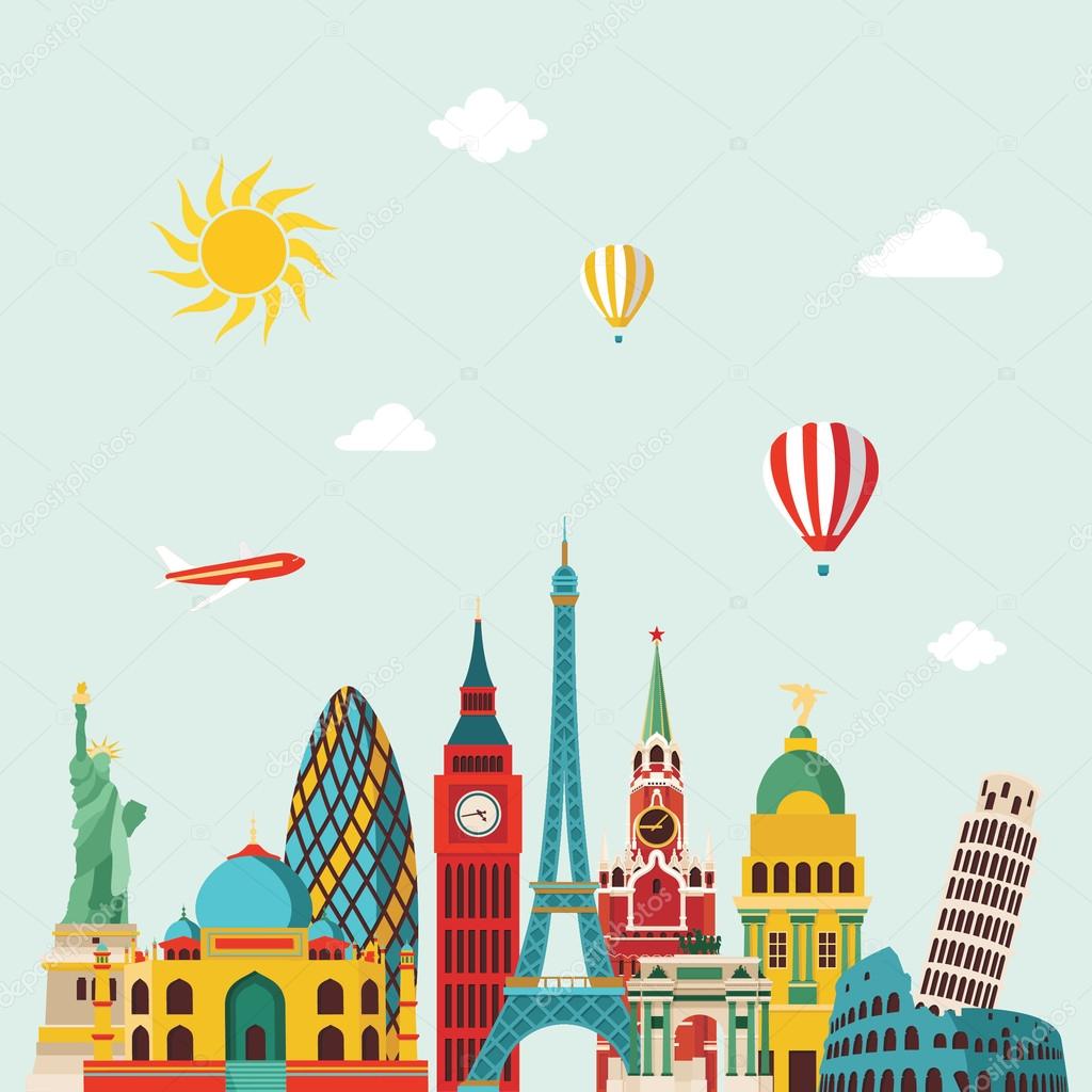 Travel and tourism background. Stock Vector Image by ©CamillaCasablanca  #77281002