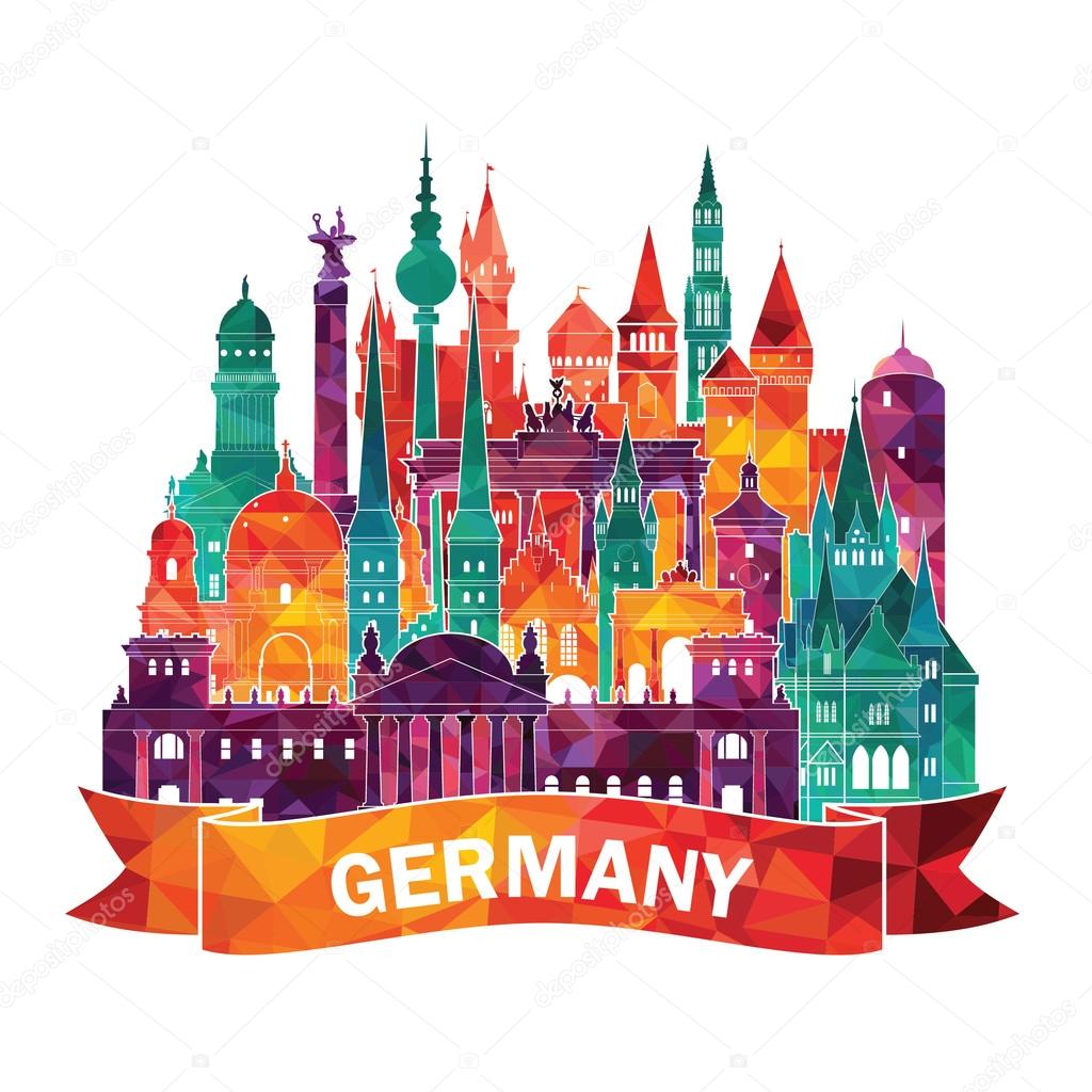 Travel Germany famous landmarks skyline.